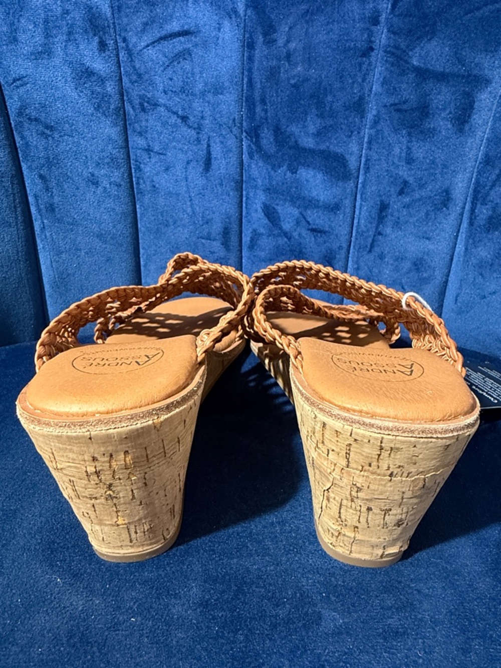 Andre Assous Woven Cross-Band Tan Slide Sandals - Women Size 9 NWT - Picture 3 of 6